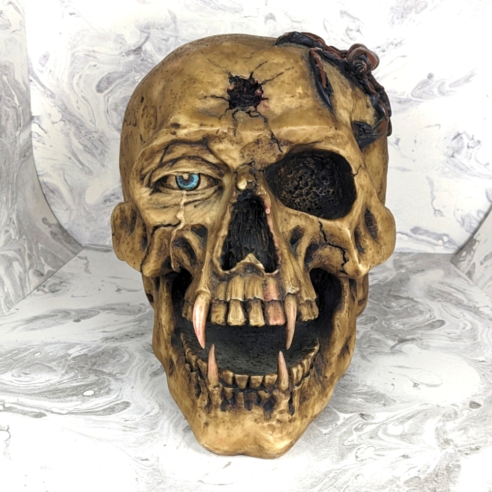 Hand Painted Resin Vampire Skull, Realistic and Detailed, with Scorpion on top
